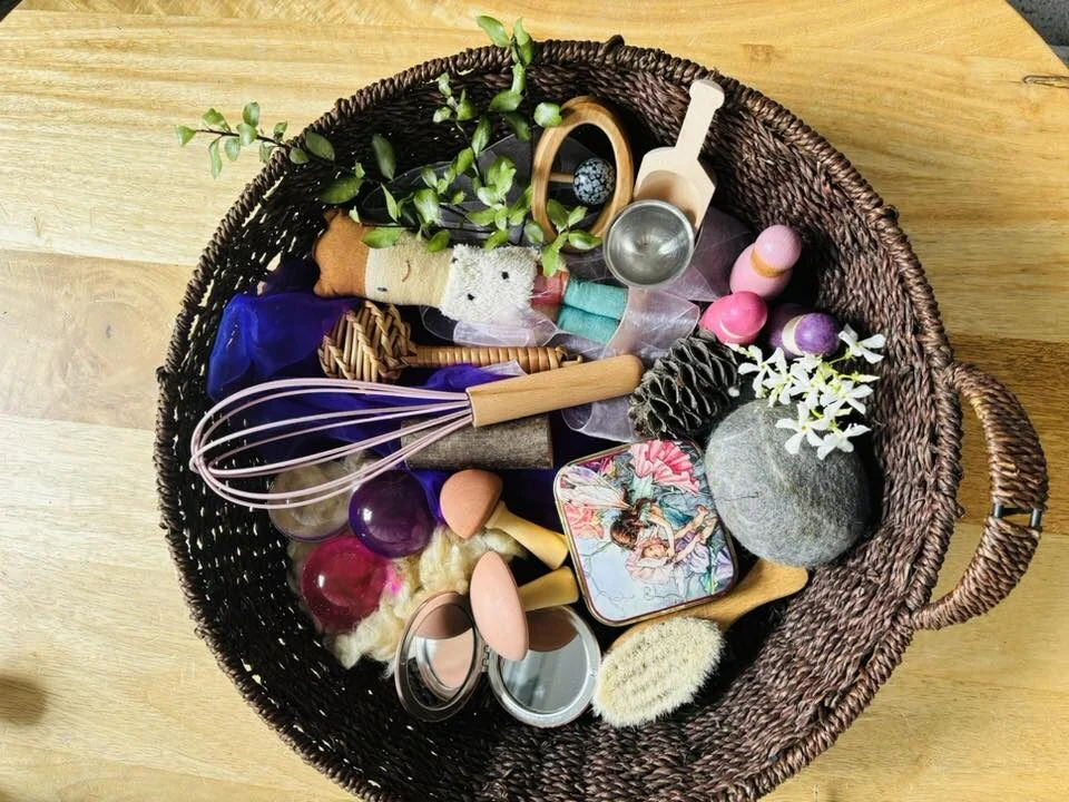 Colorful assortment of objects in basket