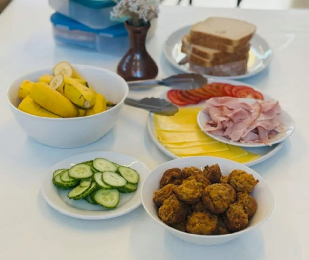 Variety of food items on table